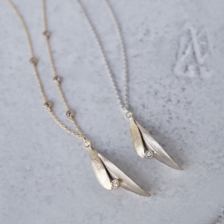 Olive leaf pair necklace