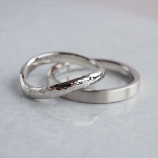 Textured platinum wedding band