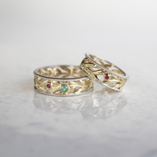 Folliage pair rings